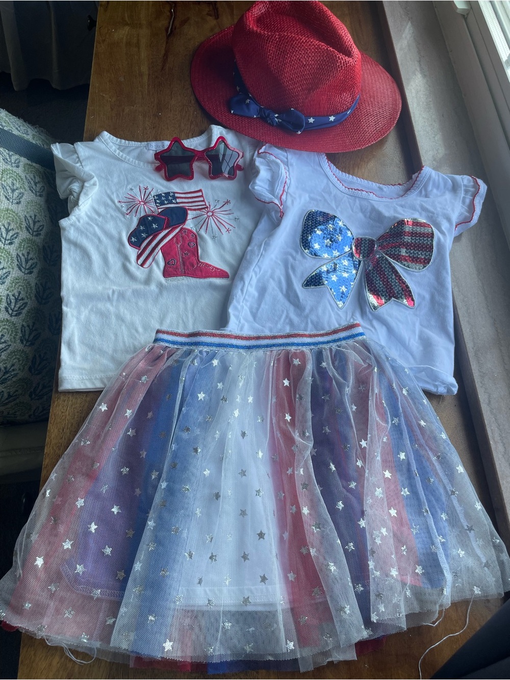 Little Cowgirl outfit bundle red white and blue outfit girls 6